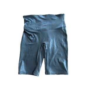 Spanx Faux Leather Large Black Biker Shorts 9” Inseam